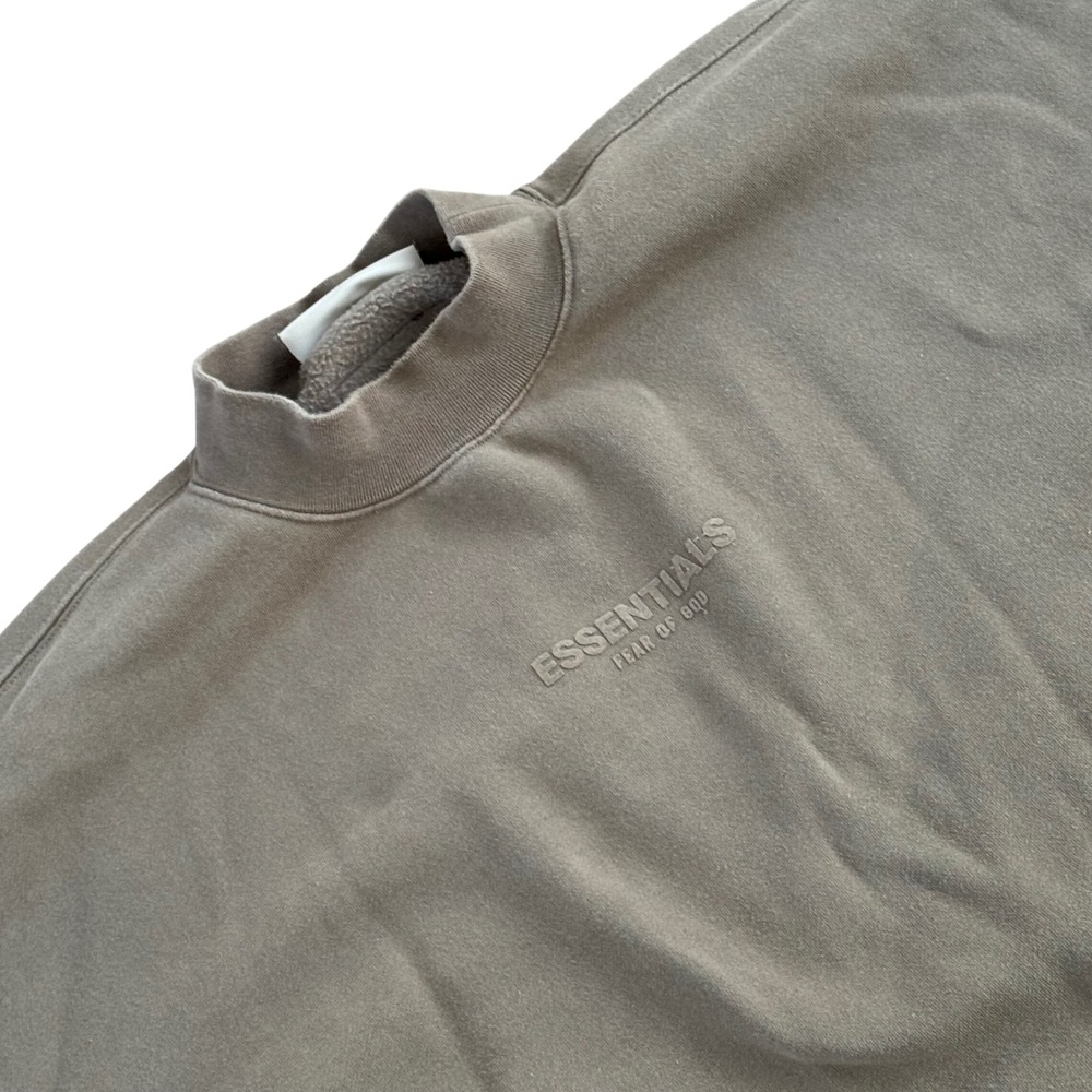 Fear‎ of God Essentials Mock Neck Sweatshirt XL Taupe Brown Fleece Pullover Mens
